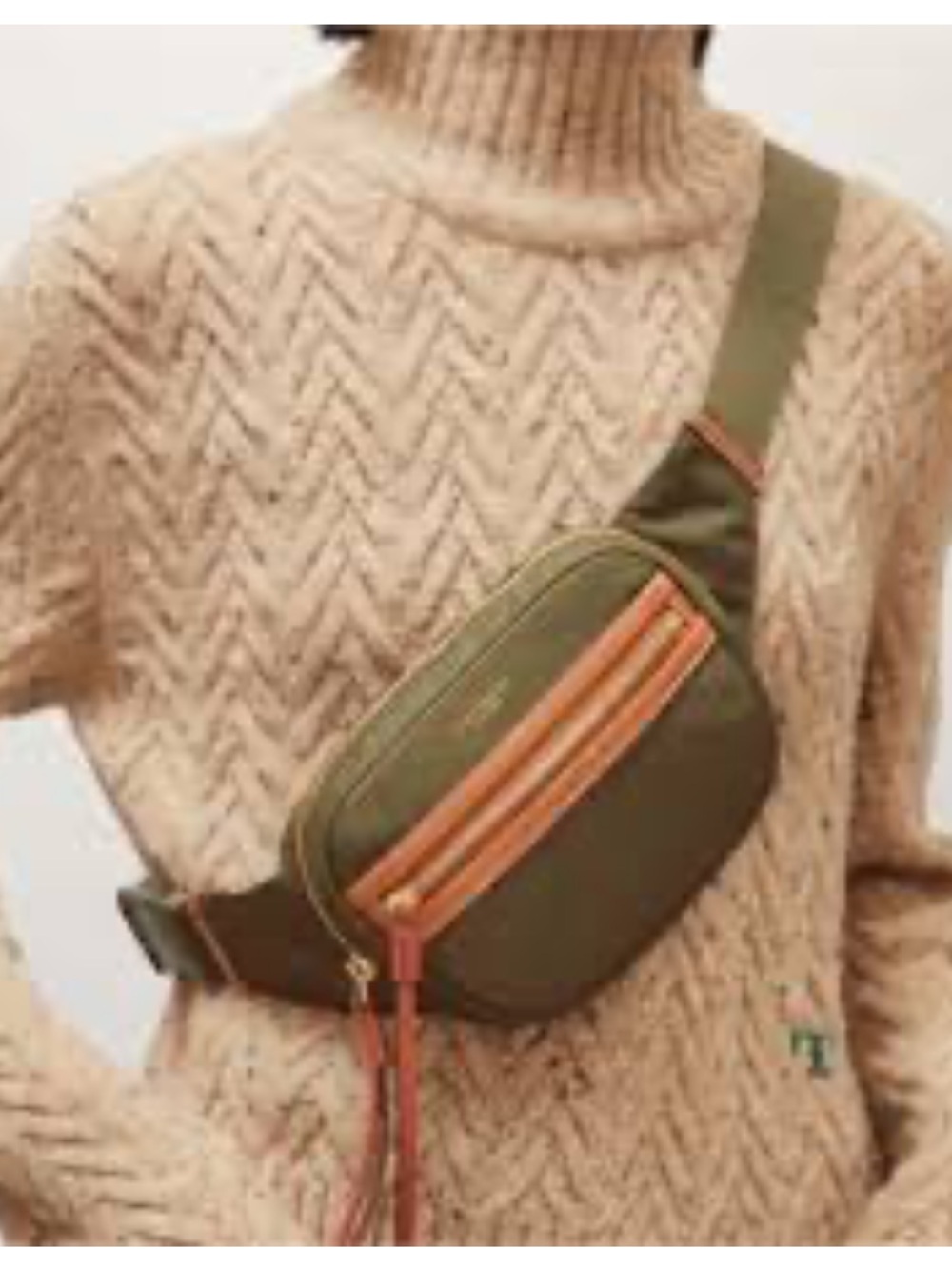 Tory Burch Forest Green and Tan Nylon Belt Bag Fanny pack